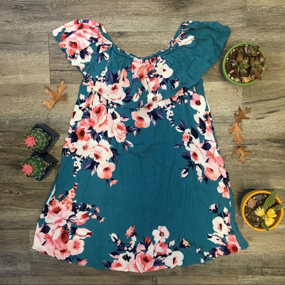Teal/floral party dress!